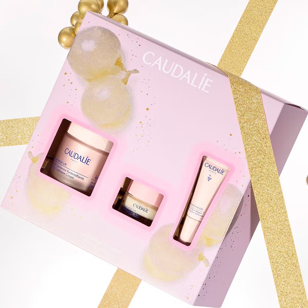 CAUDALIE COFFRET LA SOLUTION FERMETE - CREME CACHEMIRE, CREME TISANE NUIT & SOIN LIFTANT REGARD