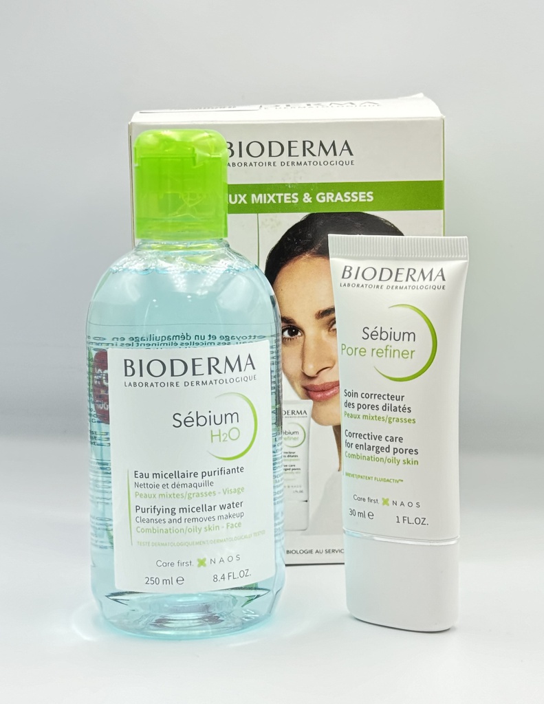 BIODERMA PACK SEBIUM PORE REFINER 30ML + SEBIUM H2O 250ML A -50%