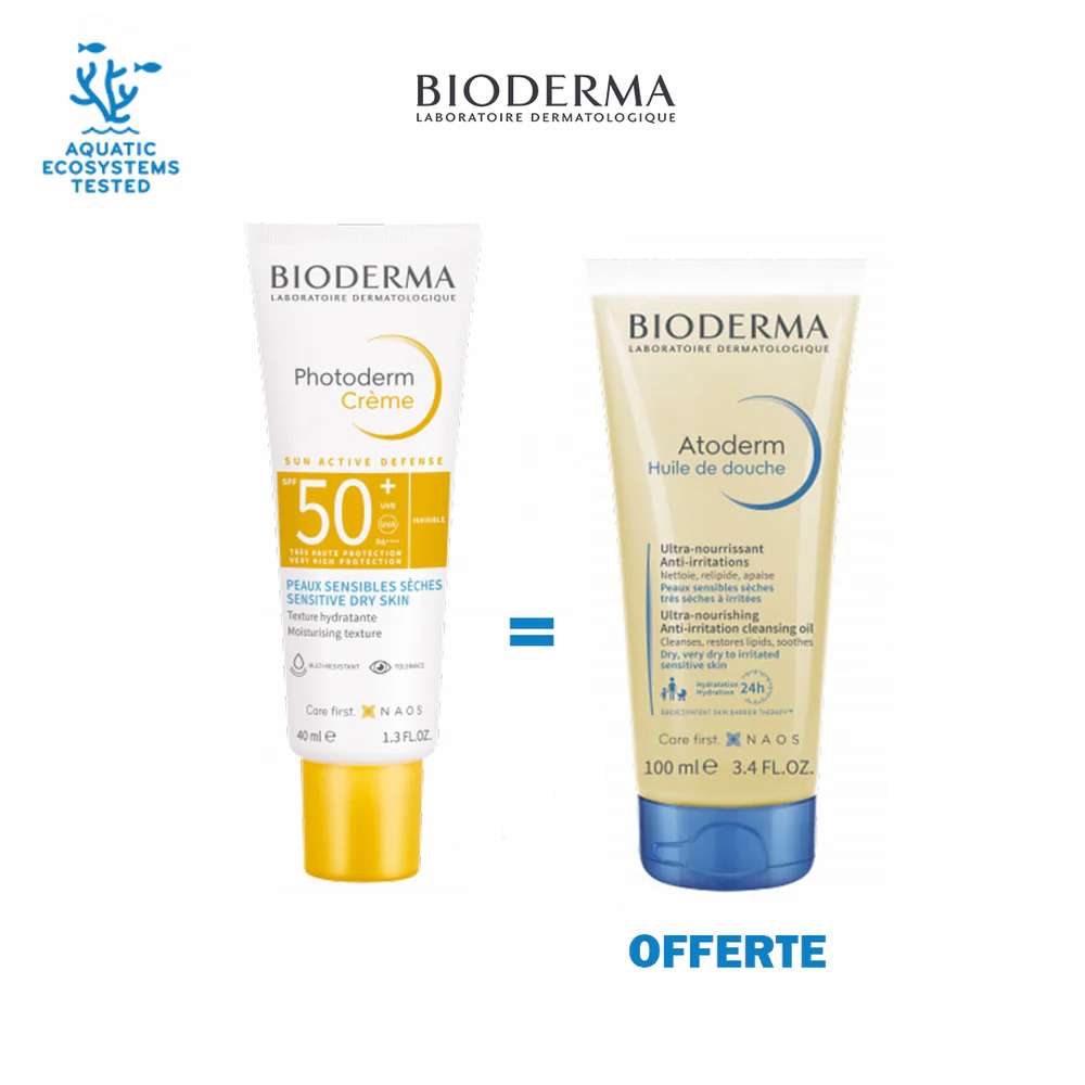 BIODERMA PACK PHOTODERM CREME SPF50+ INVISIBLE 40ML + ATODERM HUILE DE DOUCHE 100ML OFFERTE