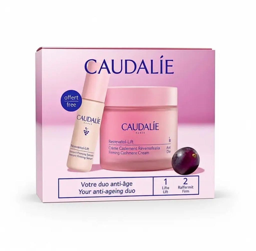 CAUDALIE COFFRET RESVERATROL-LIFT - CREME CACHEMIRE JOUR & SERUM