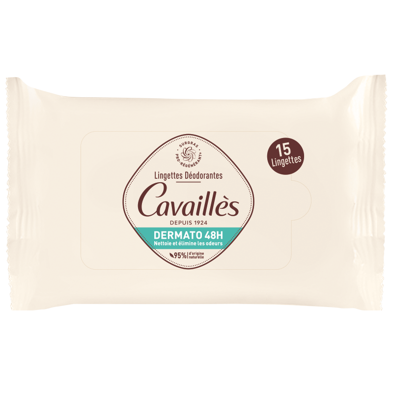 ROGE CAVAILLES LINGETTES DEODORANTES DERMATO 48H 15U