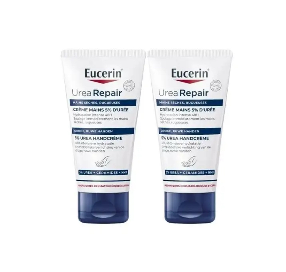 EUCERIN PACK UREA REPAIR+ CREME MAINS 5% D'UREE 2*75ML