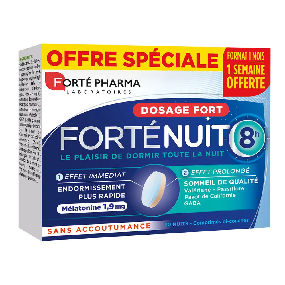 FORTE PHARMA FORTE NUIT MELATONINE 1.9 MG 8H - 30 COMPRIMES 