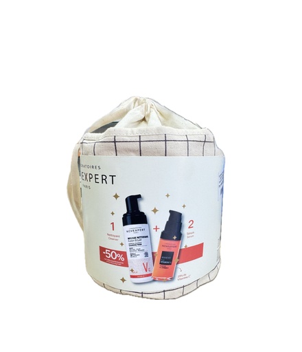 NOVEXPERT COFFRET SERUM BOOSTER VITAMINE C + MOUSSE NETTOYANTE FLASH ECLAT