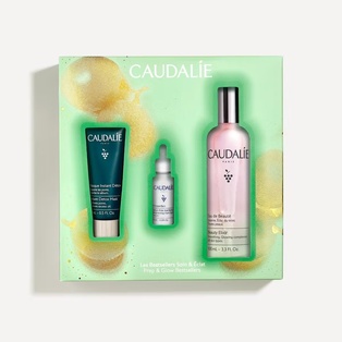 CAUDALIE COFFRET BESTSELLERS SOIN & ECLAT - EAU DE BEAUTE, MASQUE INSTANT DETOX &  SERUM ECLAT