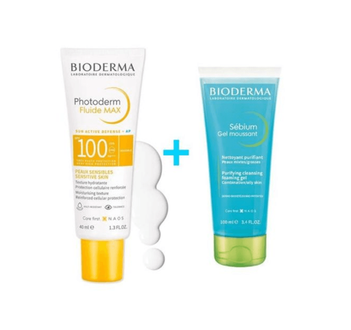 BIODERMA PACK PHOTODERM FLUIDE INVISIBLE SPF100 + SEBIUM GEL MOUSSANT 100ML OFFERT
