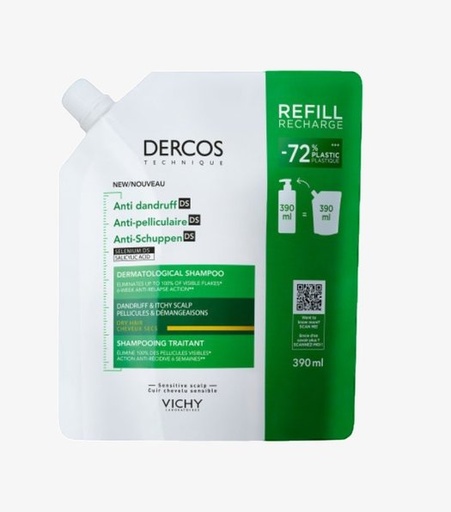 [3337875902847] VICHY DERCOS ANTI-PELLICULAIRE - SECS RECHARGE 390ML 