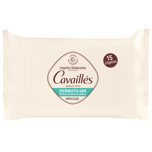 [3596490007560] ROGE CAVAILLES LINGETTES DEODORANTES DERMATO 48H 15U