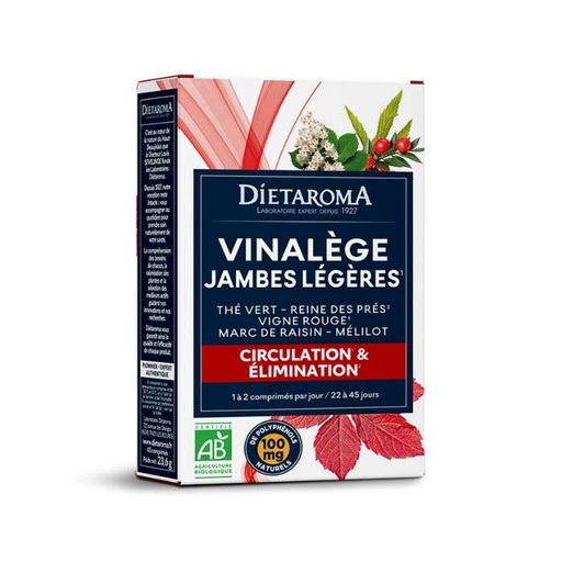 [3460340035501] DIETAROMA VINALEGE JAMBES LEGERES BIO - CIRCULATION ET ELIMINATION - 45 COMPRIMES 