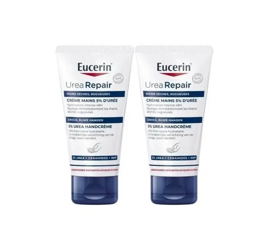 EUCERIN PACK UREA REPAIR+ CREME MAINS 5% D'UREE 2*75ML