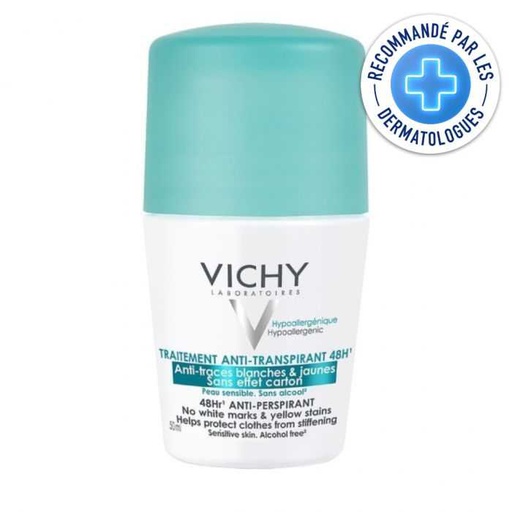 [3337871324599] VICHY DEODORANT 48H ANTI-TRACES BLANCHES & JAUNES ROLL-ON 50ML